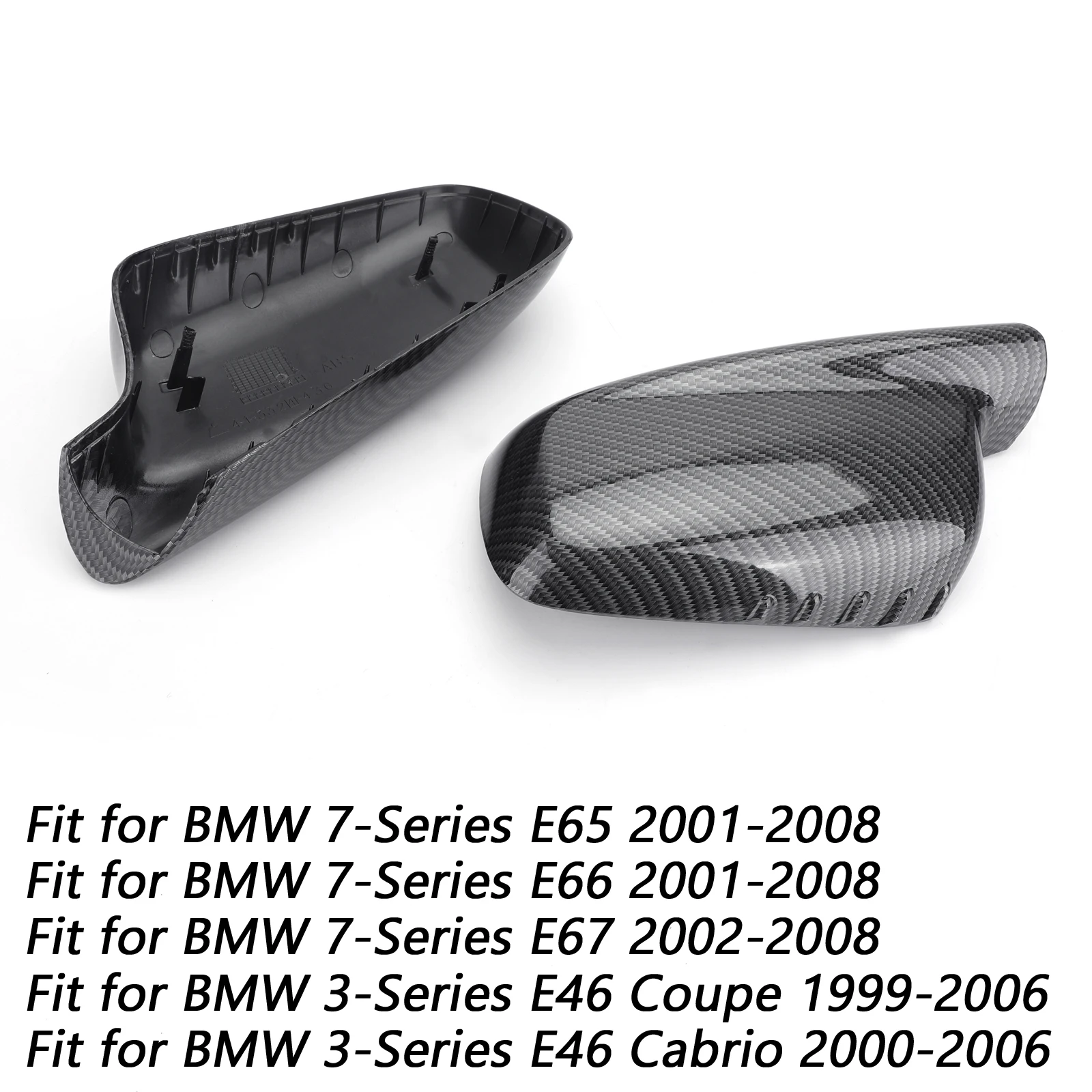 Artudatech Black Carbon Side Mirror Cover Cap for BMW E46 E65 E66 745i 750i 51167074236 51167074235 | Автомобили и мотоциклы