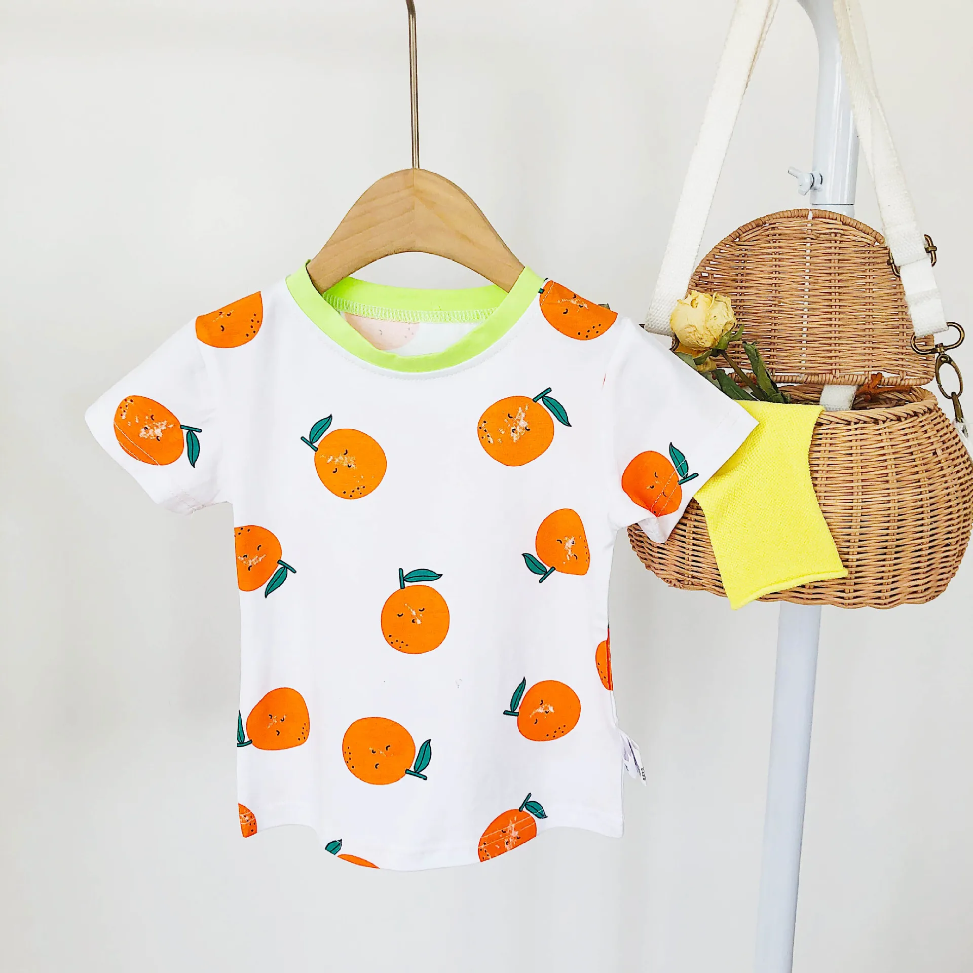 Summer 2020 New Arrival korean style for cute sweet baby girl and boys cotton fresh fruit printed all-match short sleeve t-shirt | Детская