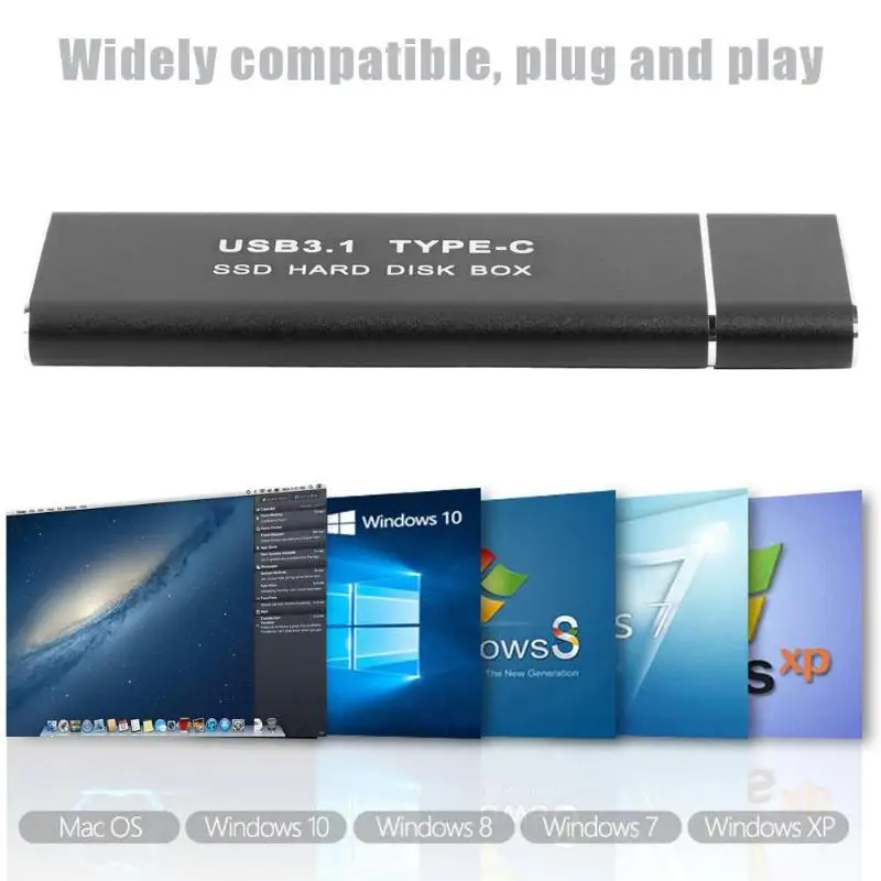 Металлический USB3.1 Type-C SSD адаптер M.2 NVMe PCI-e твердотельный накопитель Корпус