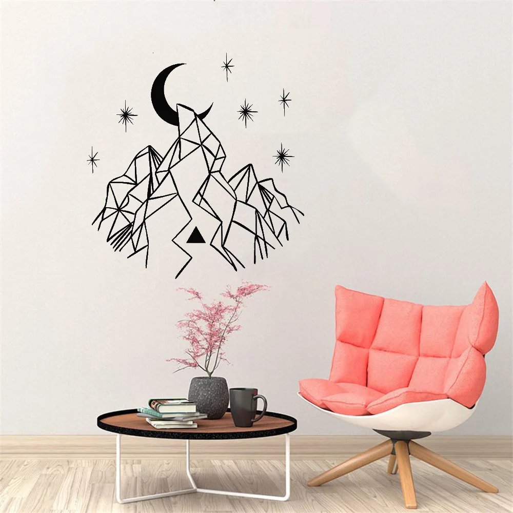 

Vinyl wall decals mountain crescent moon home decoration art , home fashion wall stickers, living room bedroom decoration