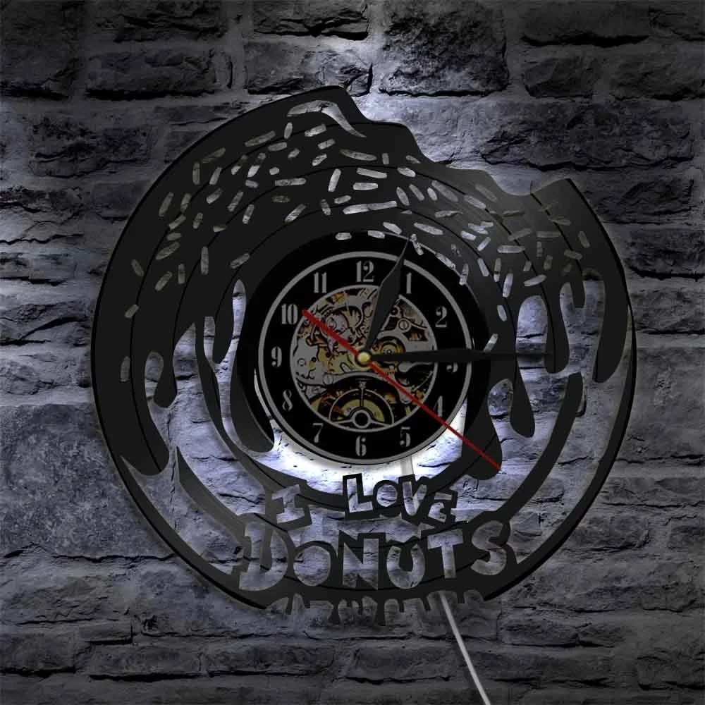 Настенные часы с цитатами Я люблю пончики Винтажные Украшения для кухни