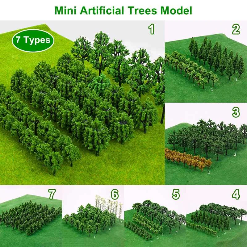 

2.8cm-8.5cm 7 Types Mini Artificial Trees White Poplar Bamboo Pine Layout Railway Road Landscape Scenery Tree Scale Model