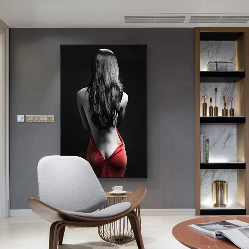 

Modern semi-naked woman HD canvas print wall murals and posters, sexy nude art pictures for home living room decoration
