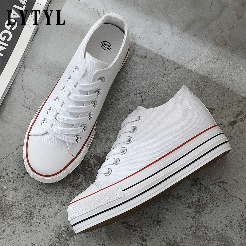 

6 Cm High Platform Fashion Canvas Shoes Women Increase Thick Soles Ladies Breathable Casual Sneakers Low-top Leisure B41-55