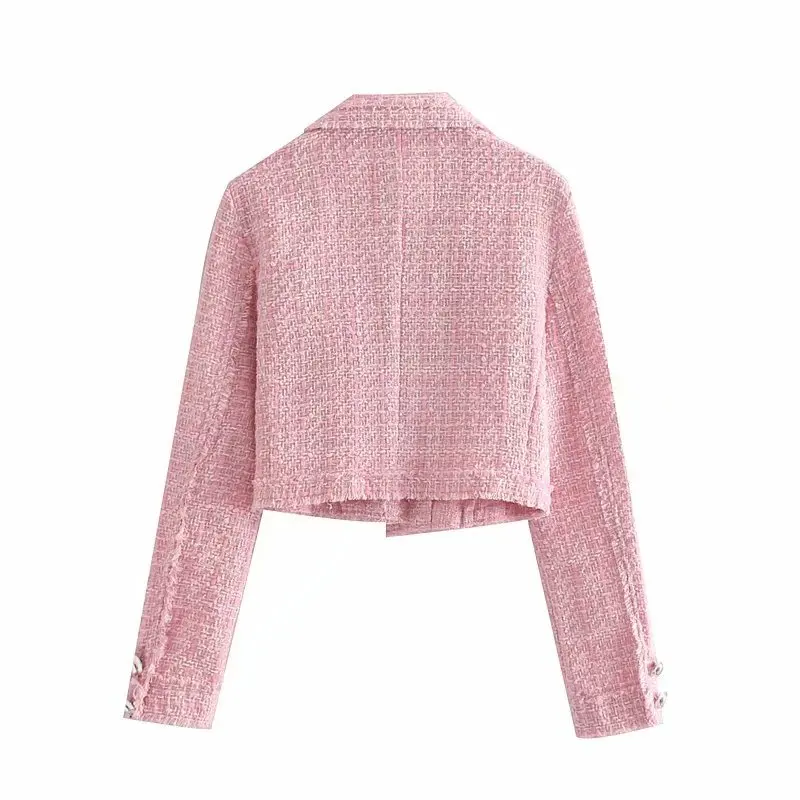 Винтажный стильный блейзер с бахромой, короткий стиль, пальто, женская мода, длинный рукав, открытая стежка, женская верхняя одежда, шикарные топы