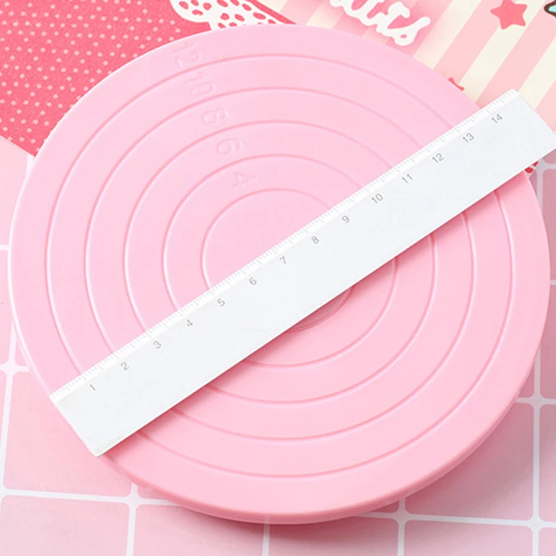 

14cm Diameter Cake Turntable Plastic DIY Baking Supplies Decorating Frame Cake Pink Decorating Turntable