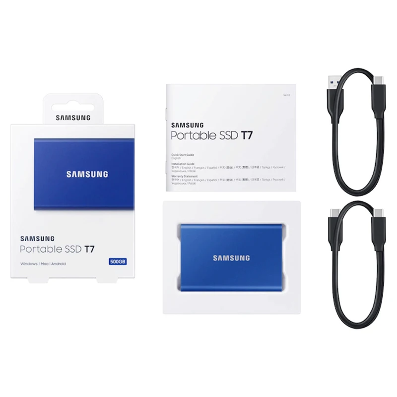 Портативный ssd накопитель samsung T7 жесткий диск внешний твердотельный 1 ТБ 500 Гб Type C