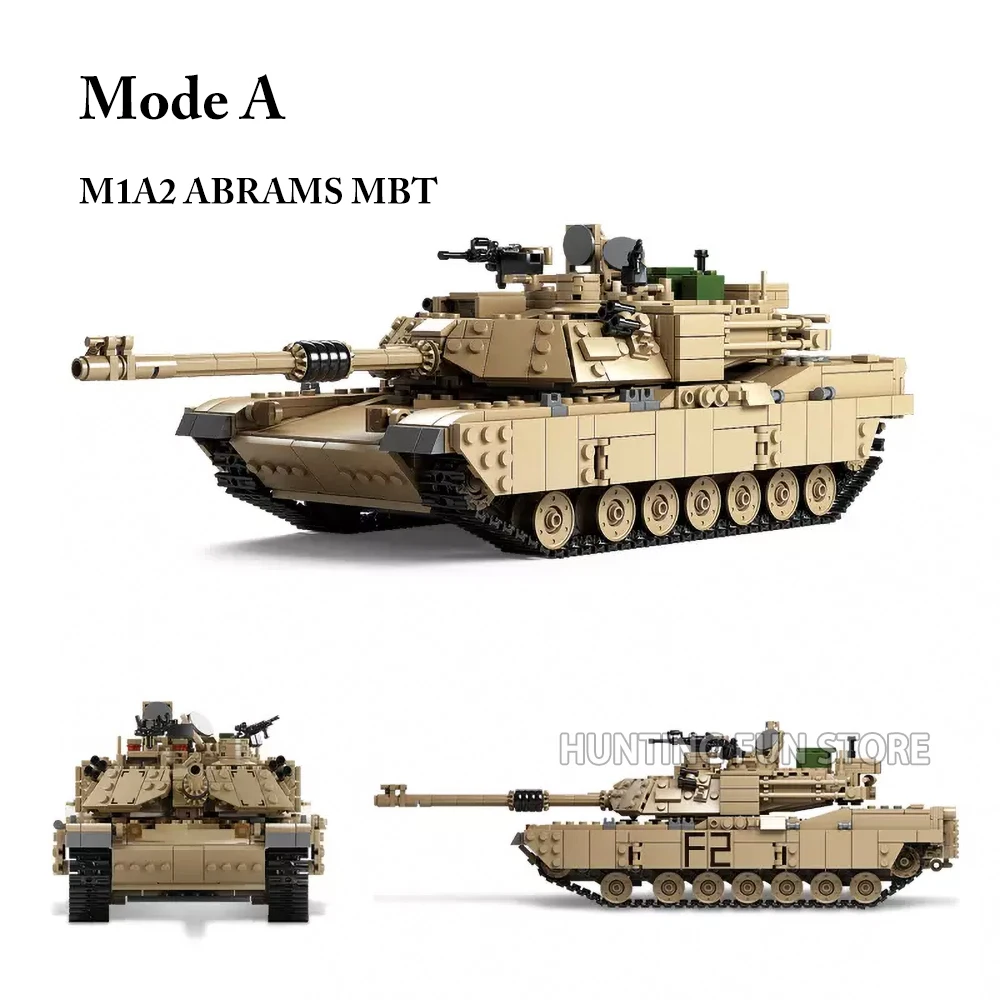 2 в 1 мировая война военный M1A2 Abrams MBT армейский Танк оружие набор колесиков