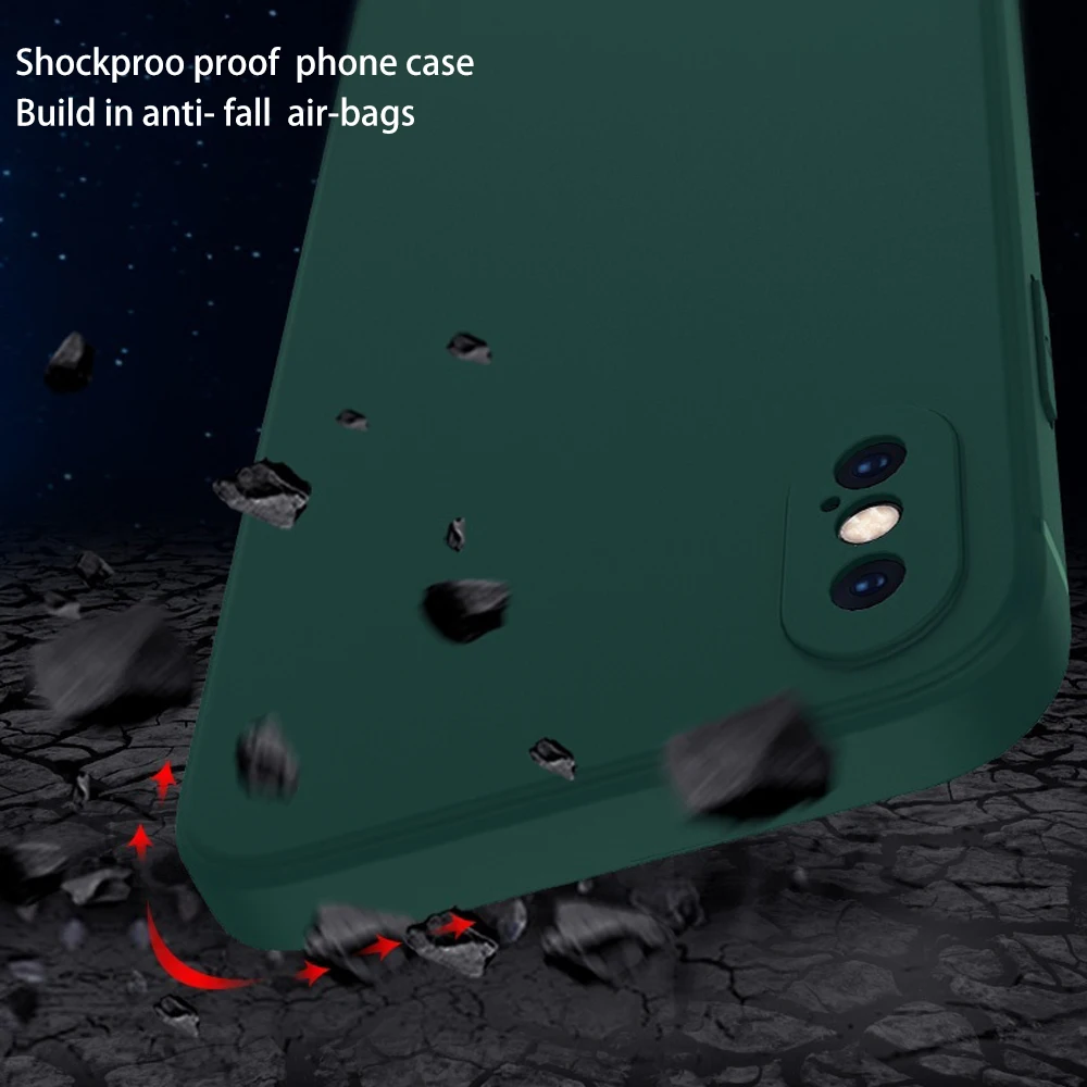 

Luxury Square Silicone Smart Phone Case For iphone XR X XS Max Case Candy Color Shockproof Mobile Phone Back Cover Celular