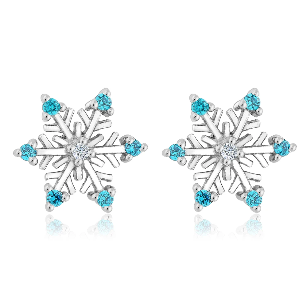 Женские серьги снежинки из стерлингового серебра 925 пробы с натуральным алмазным