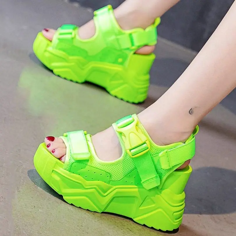 

Platform Shoes Women Cow Leather Sandals Cotton Blend Gladiators Wedge High Heel Creepers Fashion Sneakers 34 35 36 37 38 39