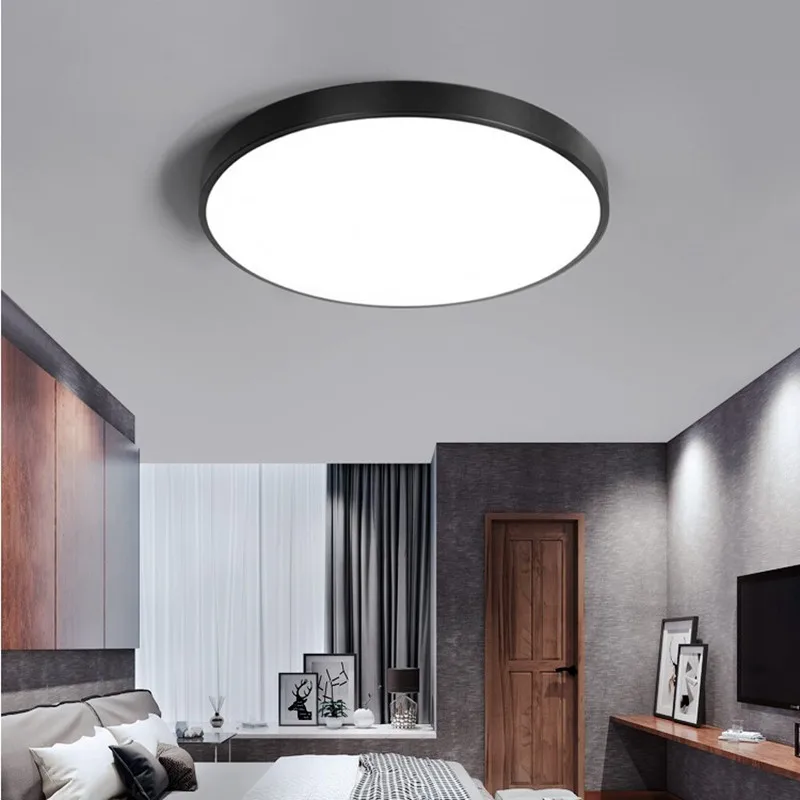Lámpara LED de techo con carcasa negra para cocina, dormitorio y baño, 12W, 18W, 24W, 36W, 4000K, Superficie moderna