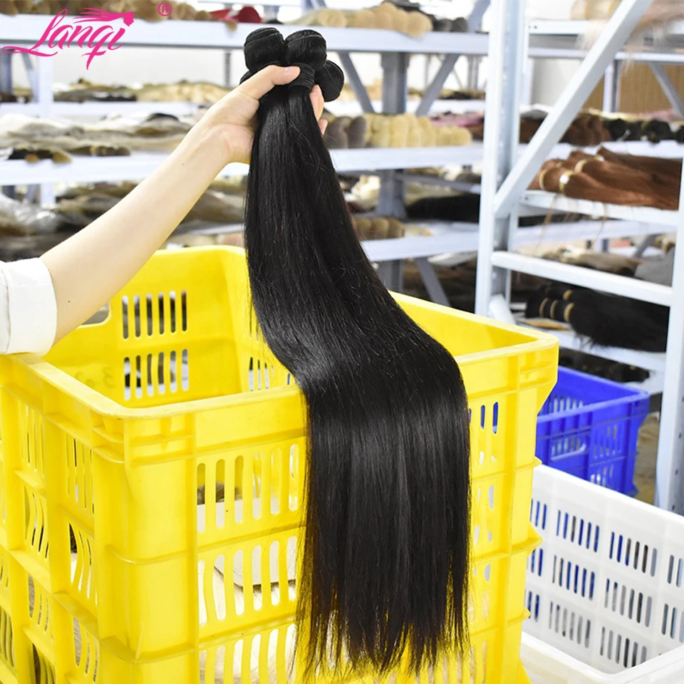 

Lanqi Wholesale Bone Straight Hair Bundles Weft Hair Extensions Brazilian Hair Weave Bundles 100% Human Hair Bundles Deals