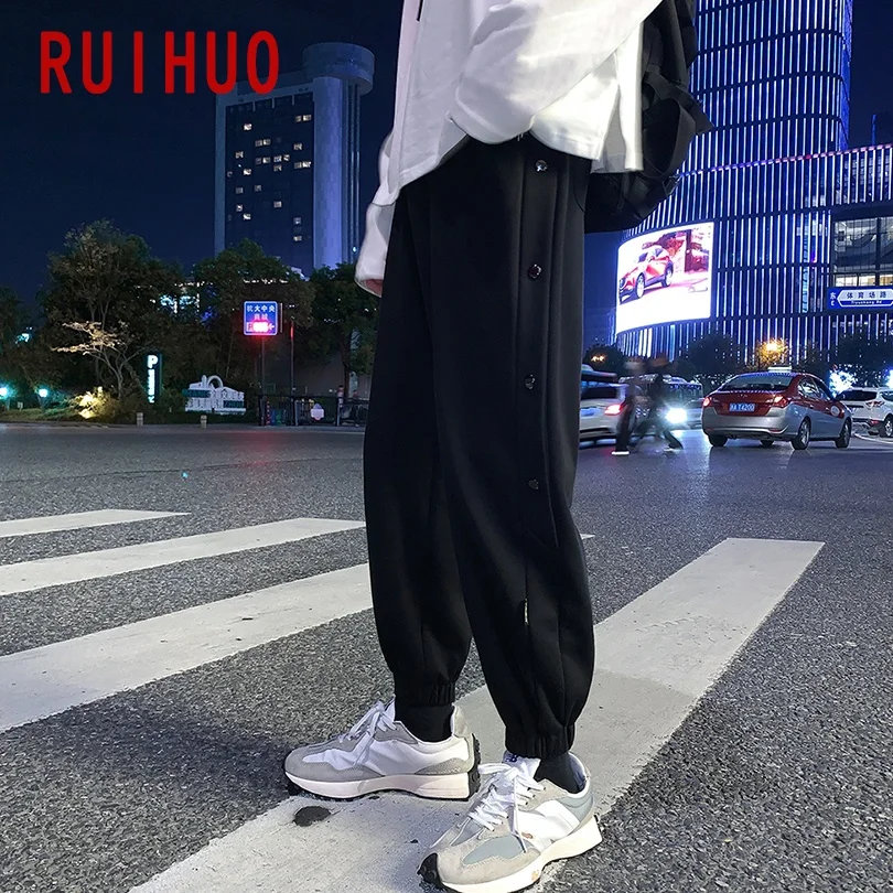 

RUIHUO Casual Streetwear Pants Men Black Joggers Men Pants Harajuku Sweatpants Men Clothing Hip Hop Trousers 2021 M-5XL