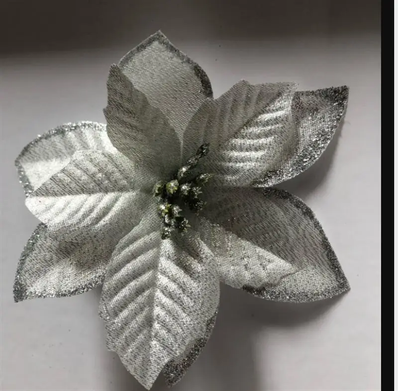 24 шт. рождественские цветы имитация золотого порошка цветок украшение для