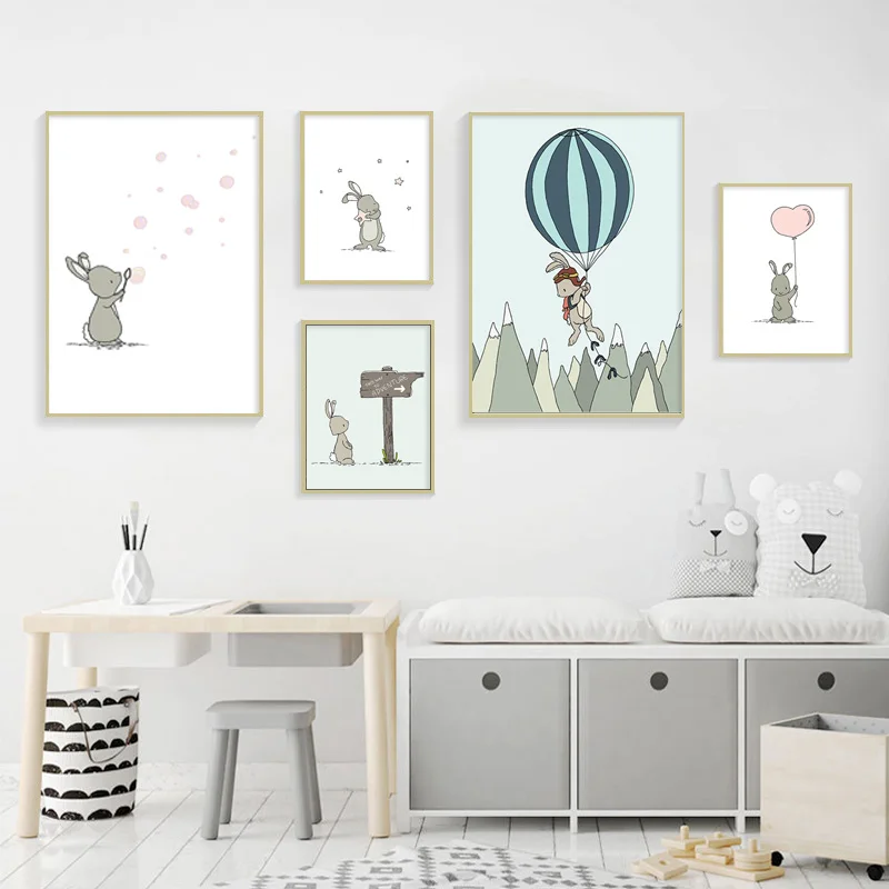 Настенный постер для детской комнаты рисунок милых храбрых приключений кролик