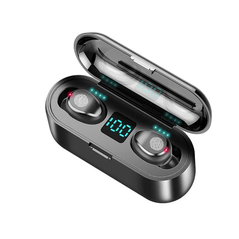 01 Настоящие беспроводные наушники Bluetooth V5.0 F9 TWS наушники с микрофоном светодиодный дисплей с 2000 мАч Внешний аккумулятор Спортивная гарнитура - Цвет: 01