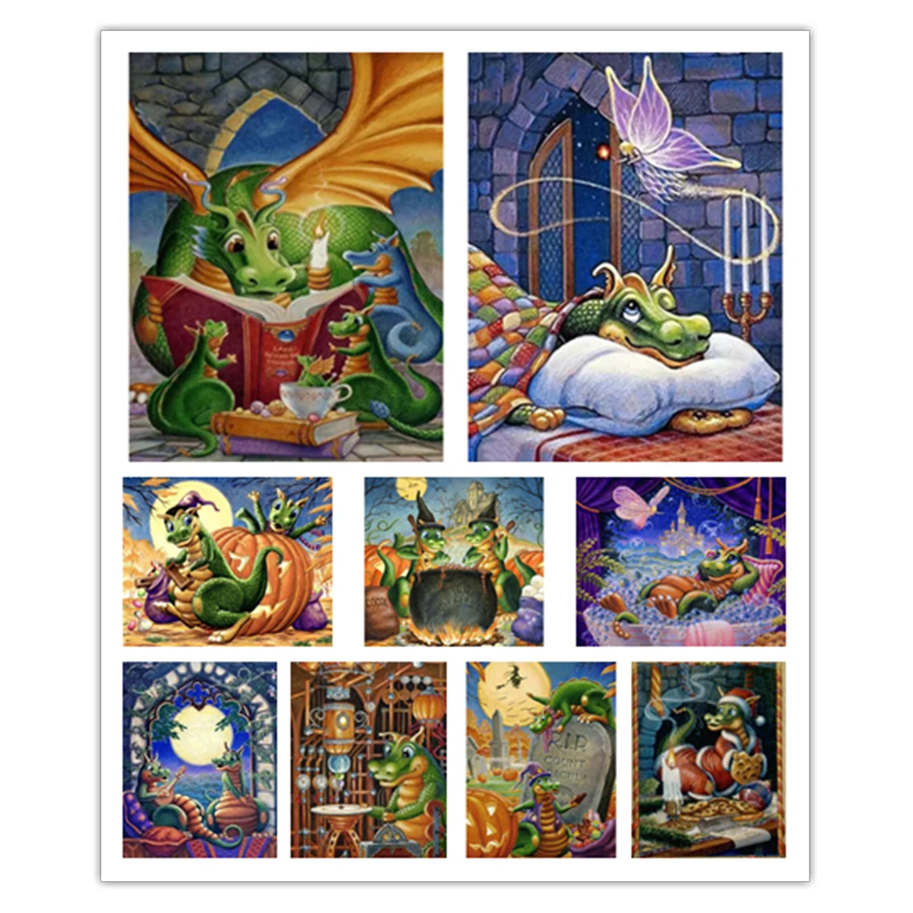 

Diamond Painting Colorful Dragon Cartoon Unicorn 5D DIY Embroidery Set Handmade Home Decor Mosaic Square Round Rhinestone Mural