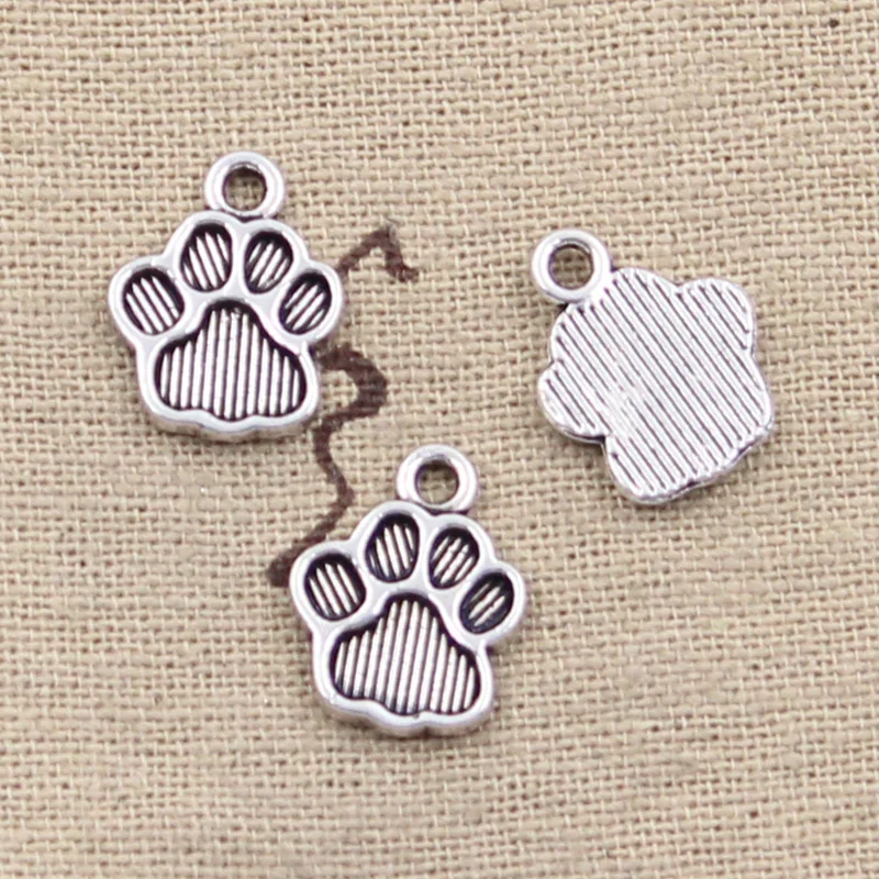 

30pcs Charms Bear Dog Cat Paw 15x12mm Antique Silver Color Pendants DIY Necklace Crafts Making Findings Handmade Tibetan Jewelry