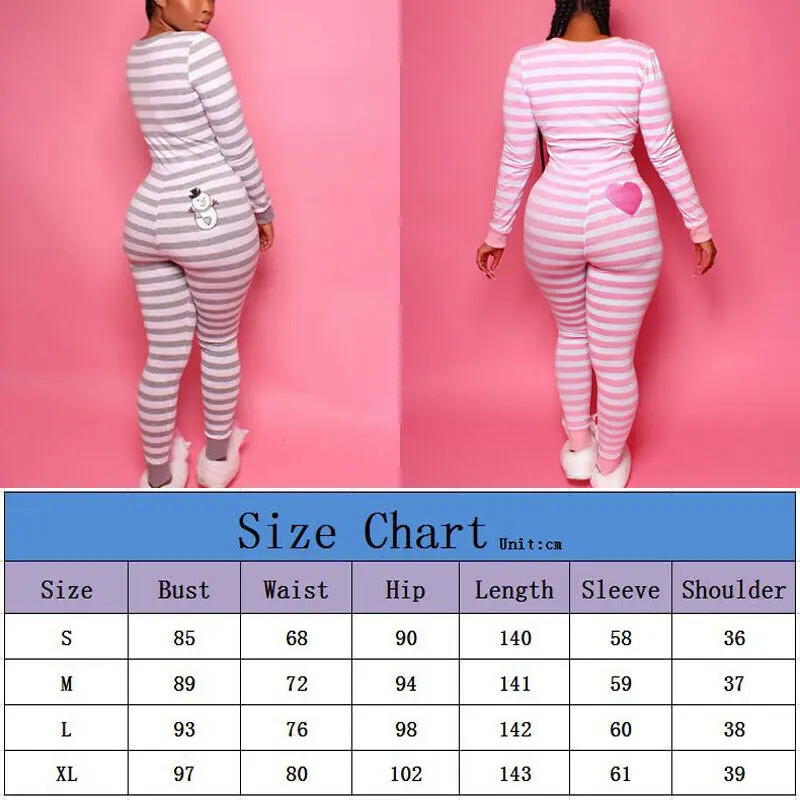 Пижама женская эластичная с длинным рукавом Облегающий комбинезон в полоску на