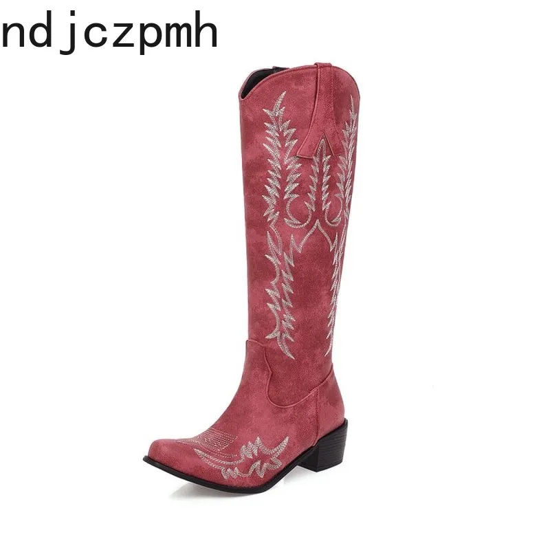 

Женские ботинки новая модная зимняя женская обувь с острым носком на молнии на толстом каблуке средней высоты Размеры 33-45