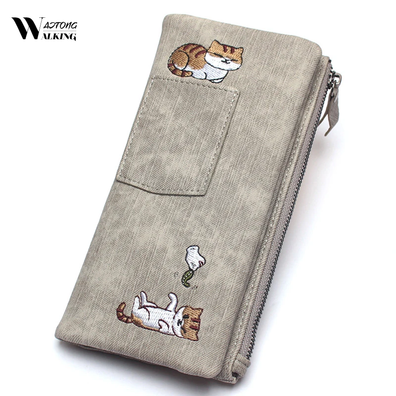 Стильная женская сумка с милым котиком длинные кошельки на молнии для девушек