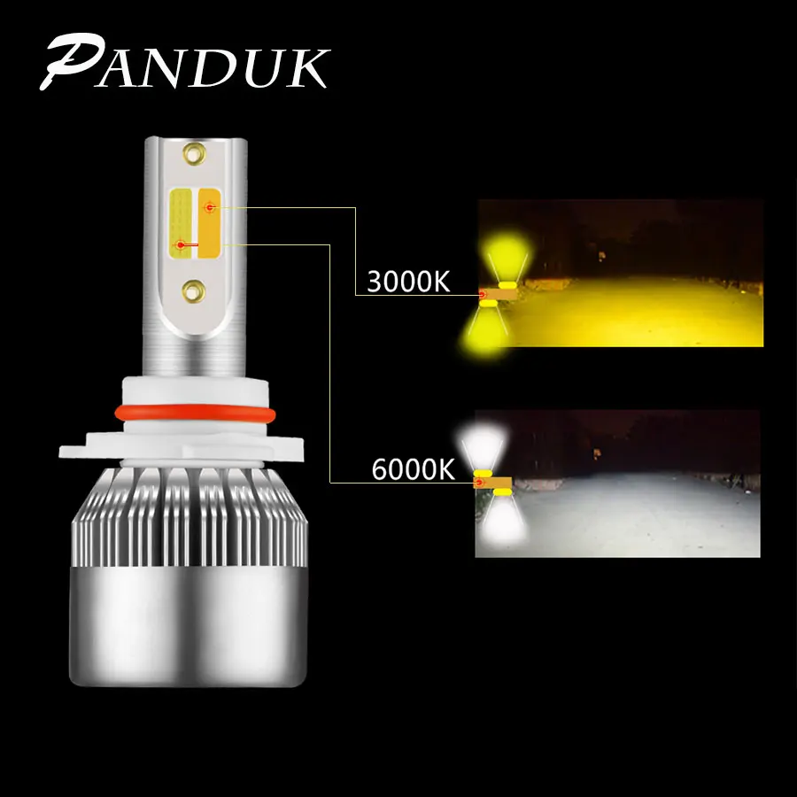 PANDUK 2 предмета для автомобильных фар H1 светодиодный H3 H4 H7 супер яркий 3000 К 6000