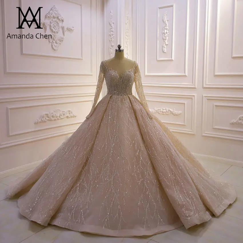 Роскошное блестящее свадебное платье vestito da sposa на заказ с длинным