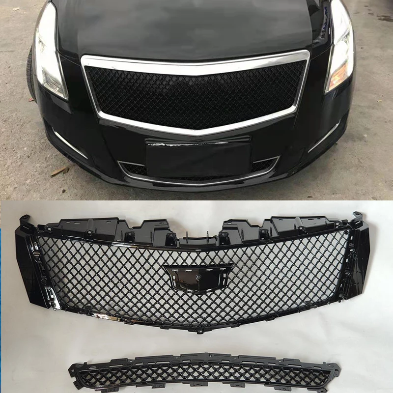 

For Cadillac XTS Racing Grill 2013-2017 V Style ABS Black Front Bumper Mesh Guard Car Accessories Without Frame