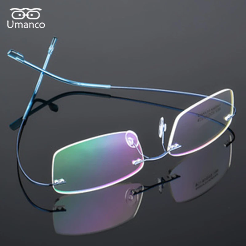 

Ультралегкие квадратные очки для чтения без оправы для мужчин и женщин, гибкие титановые металлические дужки, деловые очки для дальнозорко...