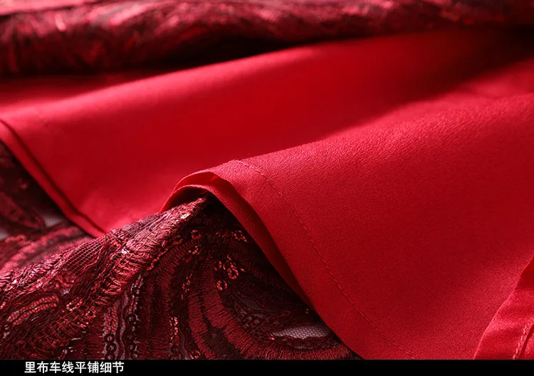 

2021 Spring Fall Women Clothing Mandarin Collar 3/4 Sleeve Sequined Embroidery Chiongsam Dress , 5xl Chipao Dresses for Woman