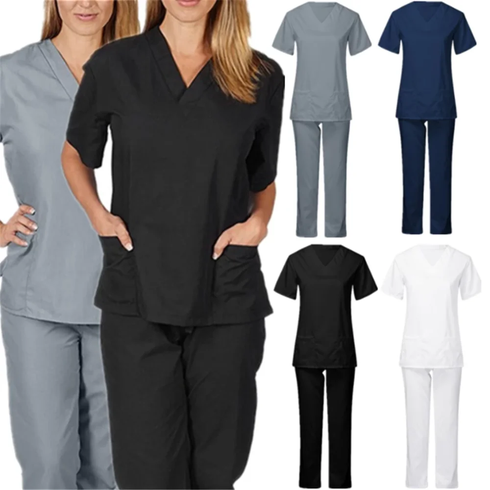 Униформа Женская и мужская рабочая одежда с коротким рукавом V-образным вырезом