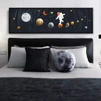 astronaut space walking canvas painting abstract solar system planets wall art posters and prints nordic living room home decor