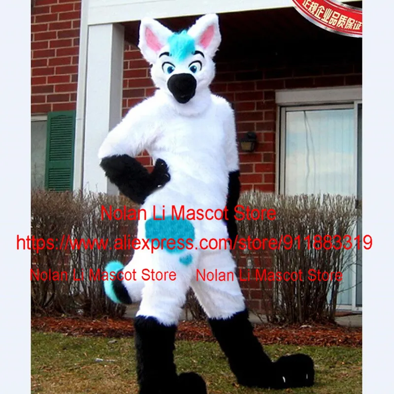 Женская белая длинная пушистая собака лиса волк костюм-талисман пушистый костюм