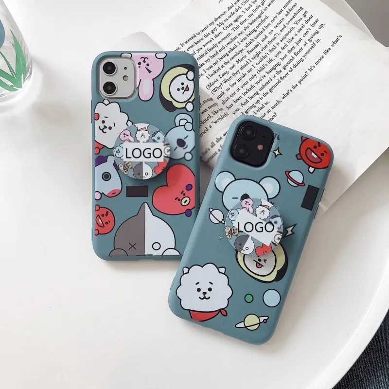 

Cartoon Cute Holder Phone Case for iPhone 12 11 Pro X Xr Xs Max 8 7 SE 2020 6 6S Plus Hot Ins Fashion Shockproof Tpu Soft Cover