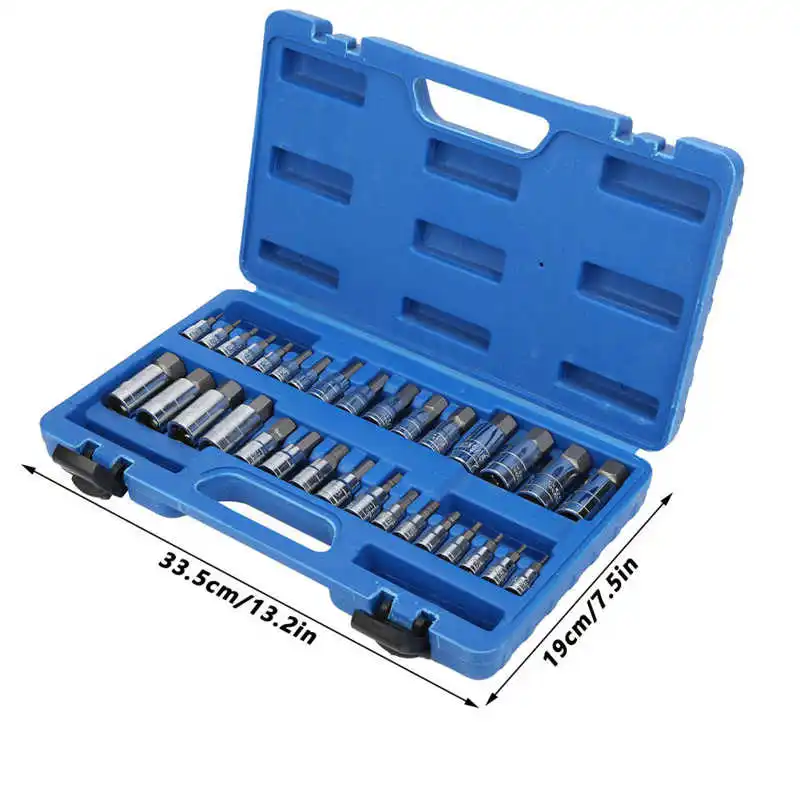 

32Pcs Hex Socket Set Alloy Steel Metric and Inch Hand Tools with Portable Storage Box set tool