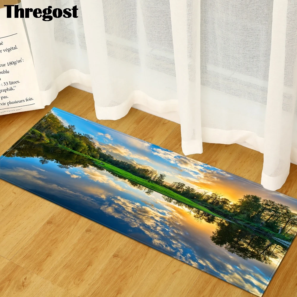 Длинные напольные коврики Thregost живописный 3D Рисунок Полиэстеровые фланелевые