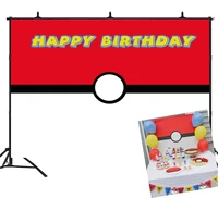 happy birthday photography backdrops red white pokemon background baby child photo studio props party decoration vinyl poster
