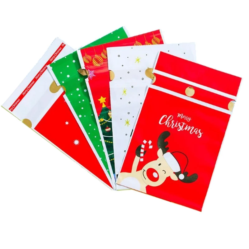 50 предметов в горошек и с рисунком виде сердца Рождественская пластиковая сумка