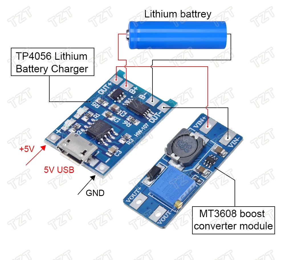 TZT тип-c/Micro USB 5V 1A 18650 TP4056 модуль зарядного устройства литиевой батареи зарядная плата с защитой двойные функции 1A li-ion