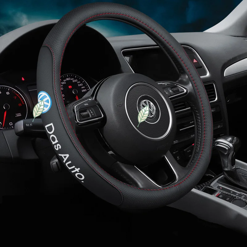 

No Smell Thin Car Genuine Leather Steering Wheel Covers for Volkswagen VW Beetle Vento Golf Jetta Passat Polo Tiguan Accessories