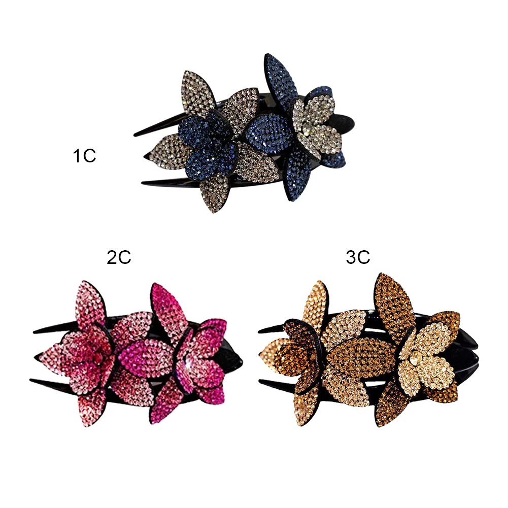 

Rhinestone flower duckbill clip elegant ladies elegant hairdo dovetail clip hairpin