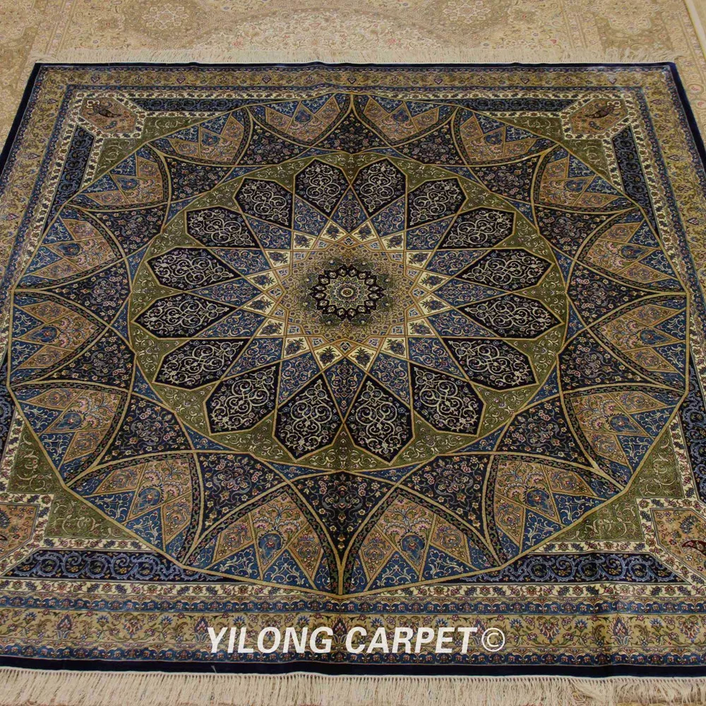 Yilong 8 'x 8' квадратный турецкий Шелковый ковер ручной работы Восточный (ZQG353A