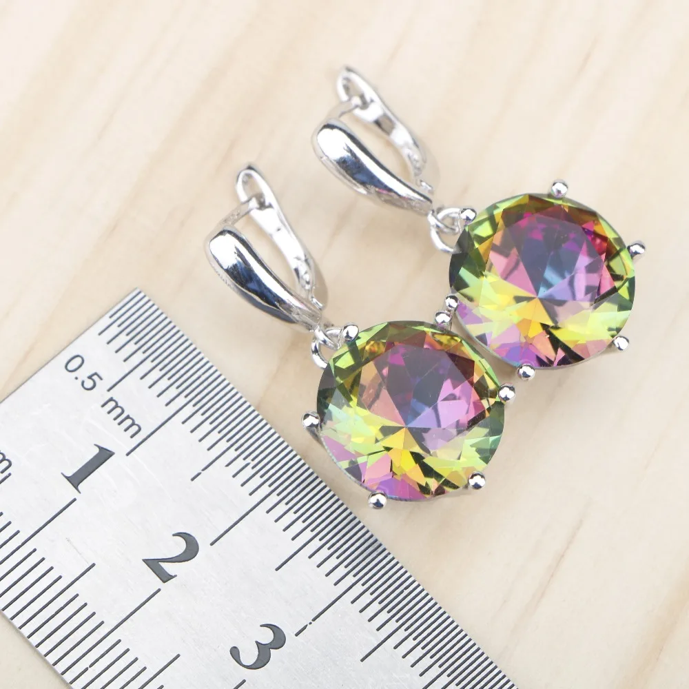 Набор свадебных украшений из серебра 925 пробы с радужным цирконием