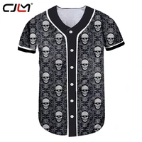 cjlm man free shipping baseball shirt street style mens short sleeve tshirt 3d printed geometric pattern skulls t shirt 5xl