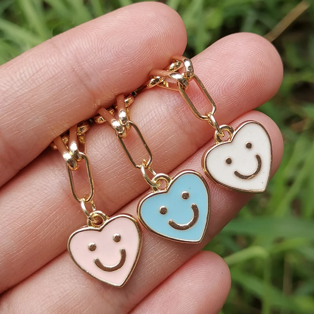 Милый эмалированный кулон ZX с лицом подобного цвета ожерелье для женщин Золотая