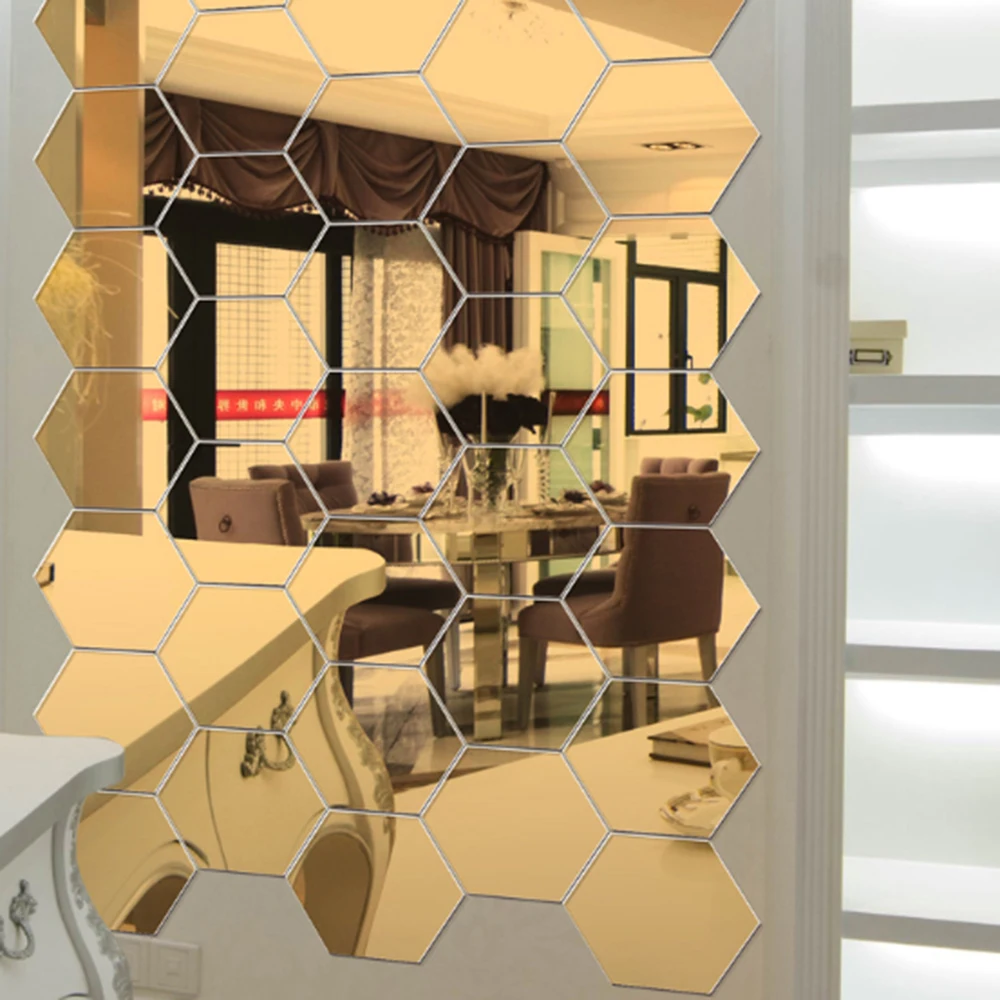 

7pcs 3D Mirror Wall Stickers Hexagon Shape Vinyl Removable Wall Sticker Decal DIY Home Decoration Art Mirror Ornaments