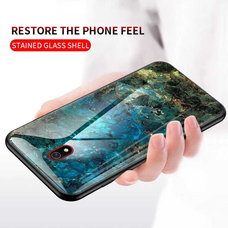KEYSION Marble Tempered Glass Case For Xiaomi Redmi 8A 7A K20 Note 8 Pro Silicone Phone Cover Mi 9T 9 SE Lite |