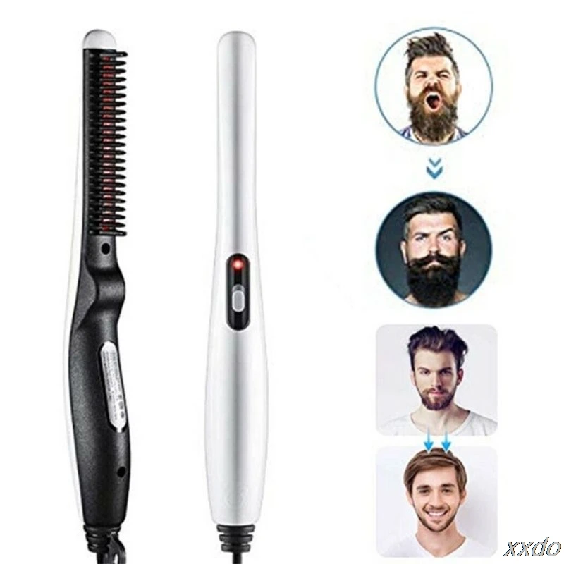 

Unisex Electric Styling Comb Quick Heating Hair Beard Straightener Brush Travel