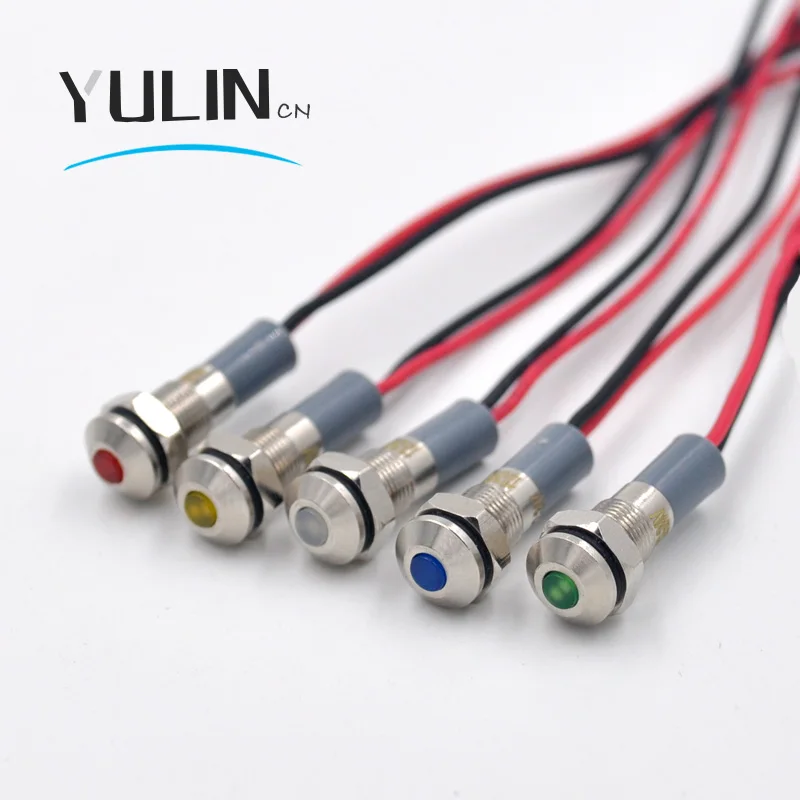 Светодиодный металлический индикатор светильник 6 мм Водонепроницаемая